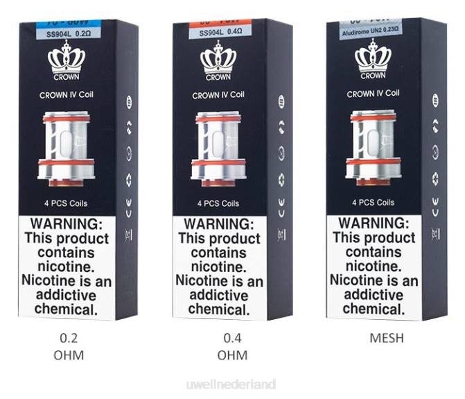 FXZZ182 UWELL CROWN 4 vervangingsspoelen (4-pack) - UWELL Maastricht dubbele spoel 02 ohm