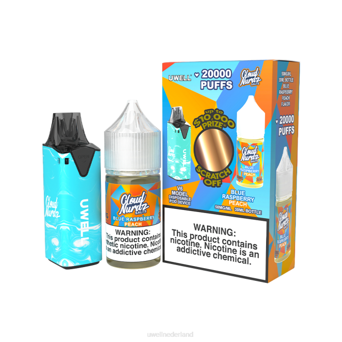 FXZZ203 UWELL V6 wegwerpapparaat + papas damp 30 ml sap - collabbundel - UWELL vape pods clr blauw/flv blauwe frambozenperzik 50 mg