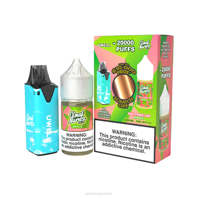 FXZZ205 UWELL V6 wegwerpapparaat + papas damp 30 ml sap - collabbundel - caliburn vape review clr blauw/flv watermeloen appel 50 mg