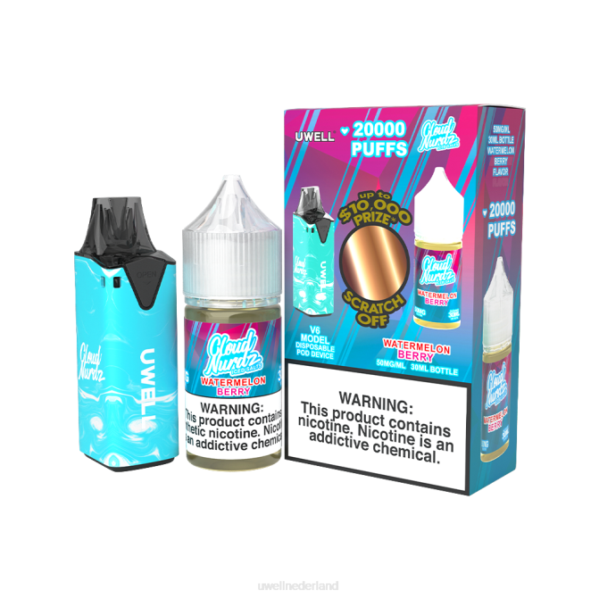 FXZZ206 UWELL V6 wegwerpapparaat + papas damp 30 ml sap - collabbundel - UWELL Amsterdam clr blauw/flv watermeloenbes ijskoud 50 mg