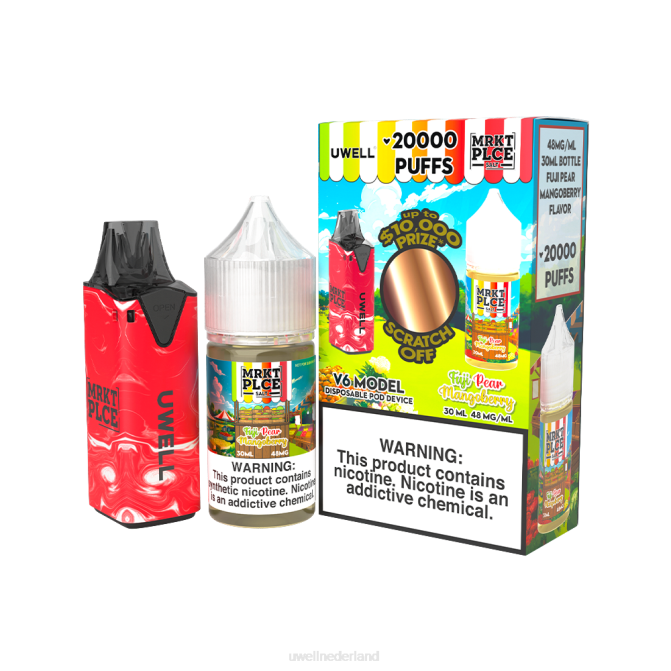 FXZZ209 UWELL V6 wegwerpapparaat + papas damp 30 ml sap - collabbundel - UWELL vape price clr rood/flv fuji peer mangobes 48 mg