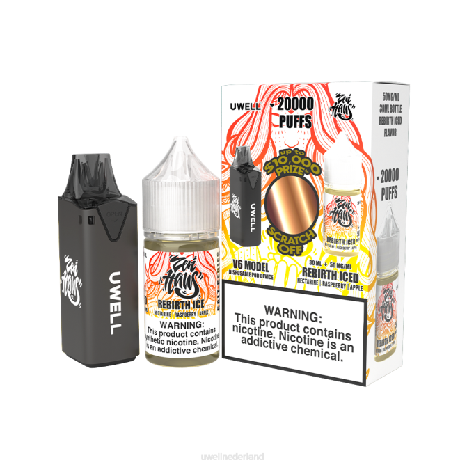 FXZZ212 UWELL V6 wegwerpapparaat + papa\s damp 30 ml sap - collabbundel - UWELL Maastricht clr rood/flv boterkoekje 48 mg