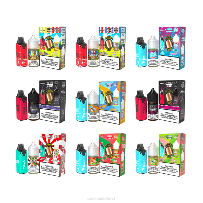 FXZZ213 UWELL V6 wegwerpapparaat + papa\s damp 30 ml sap - collabbundel - UWELL vape pods clr rood/flv custardkoekje 48 mg