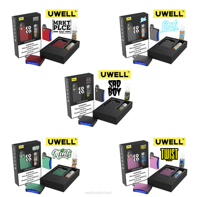FXZZ239 UWELL CALIBURN AK3 kit + a3s 08ohm-pods (x2) + papa\s damp 10 ml zouten 50 mg - UWELL vape price crl zwart/flv pompoenkoekje 50mg