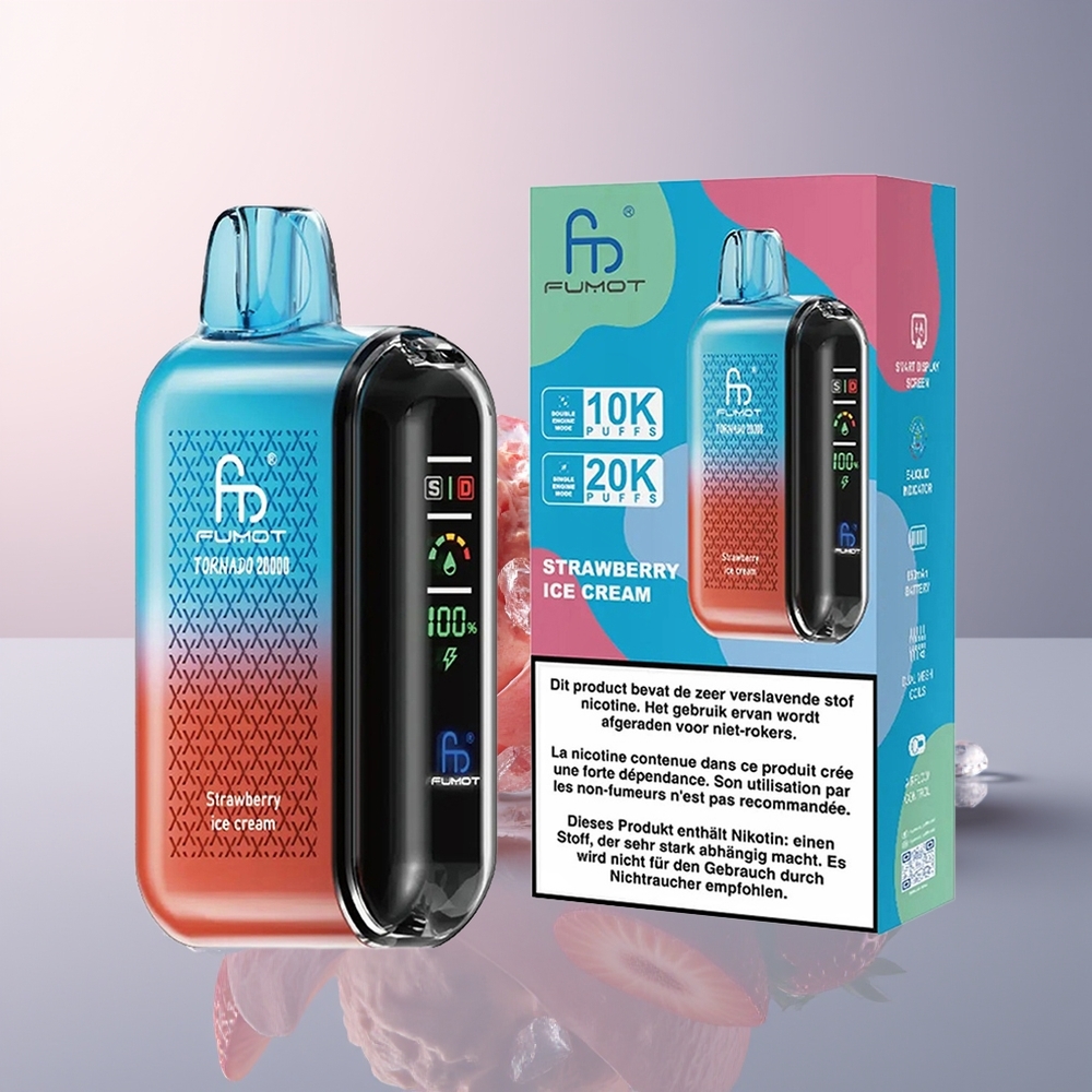 Fumot Tornado 20000 Aardbeien IJs Dual Mesh Coil Smart Display