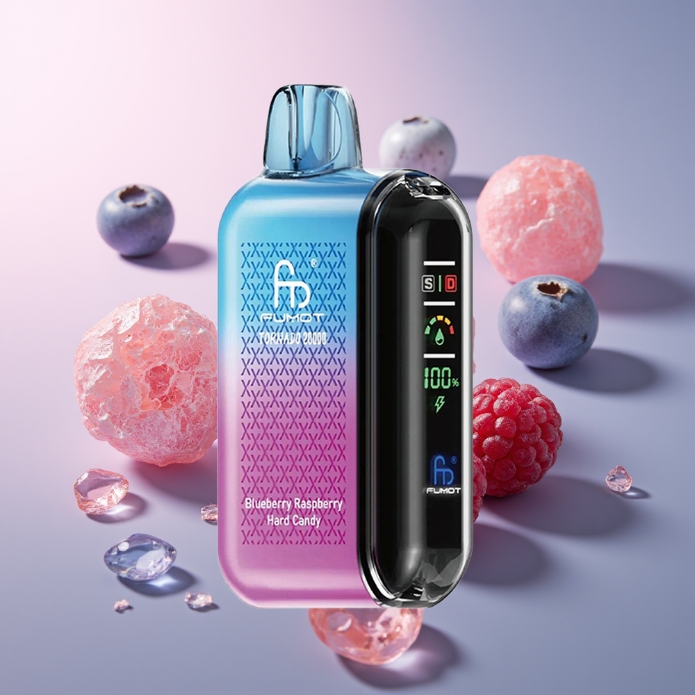 Fumot Tornado 20000 Blauwe Bes Framboos Harde Snoep Dual Mesh Coil Smart Display