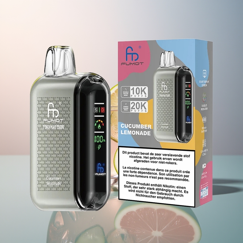 Fumot Tornado 20000 Komkommer Limonade met Dual Mesh Coil en Smart Display