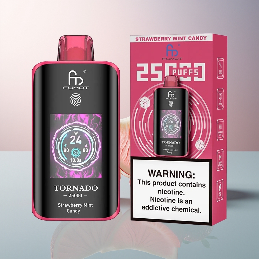 Fumot Tornado 25000 Aardbei Munt Snoep HD Scherm Type-C Opladen