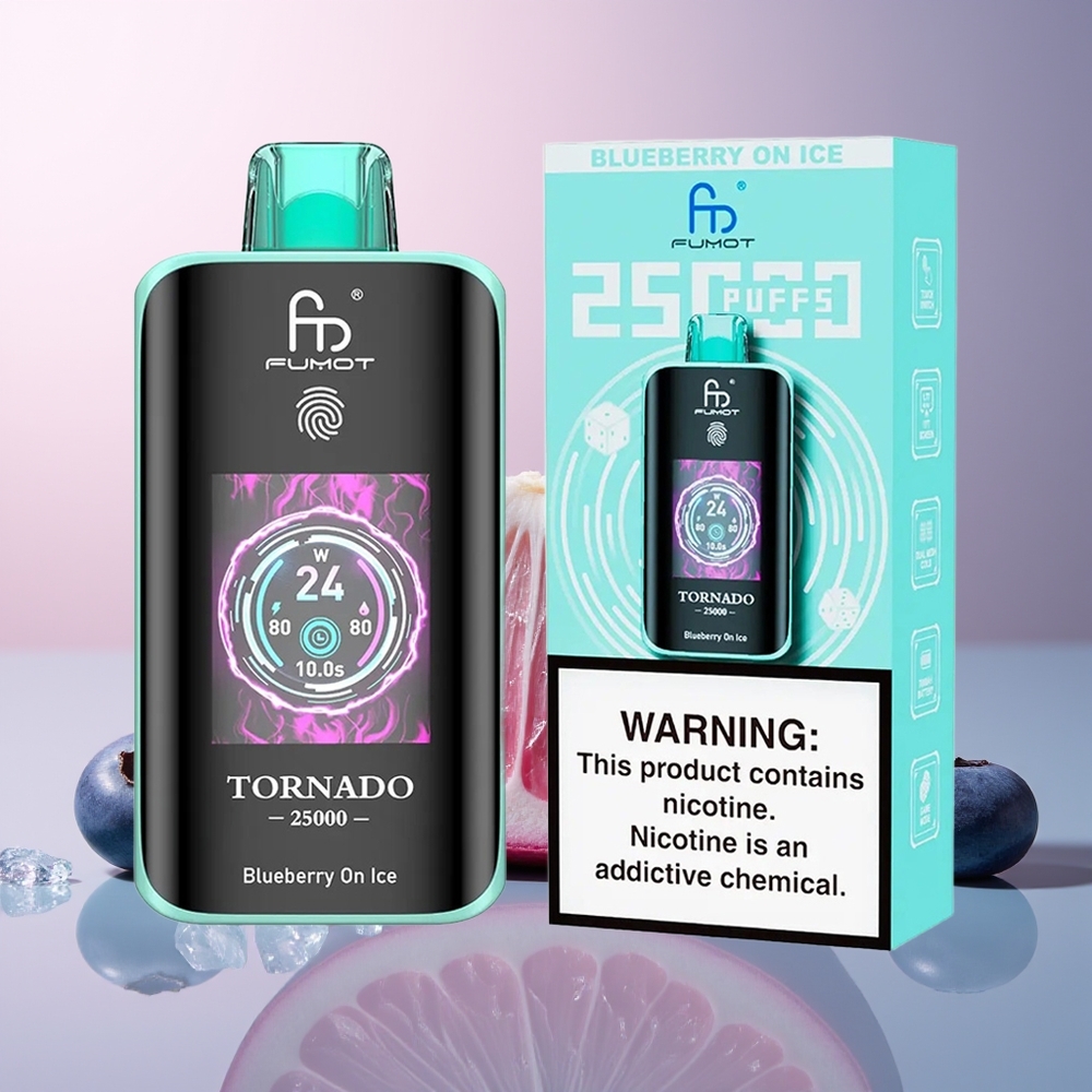 Fumot Tornado 25000 Blauwe Bes Op IJs met HD Scherm en Type-C Opladen