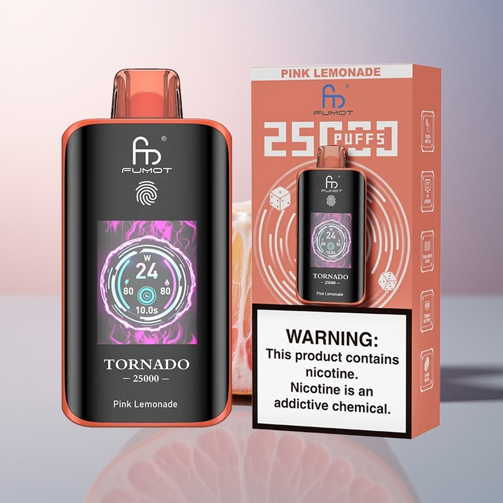 Fumot Tornado 25000 Roze Limonade HD Scherm 700mAh Oplaadbaar
