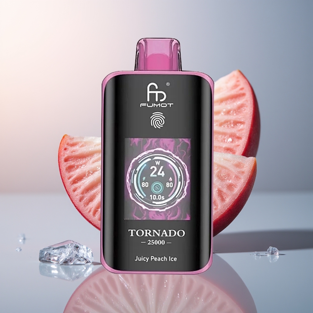 Fumot Tornado 25000 Sappige Perzik IJs met HD-scherm en 700mAh oplaadbare batterij