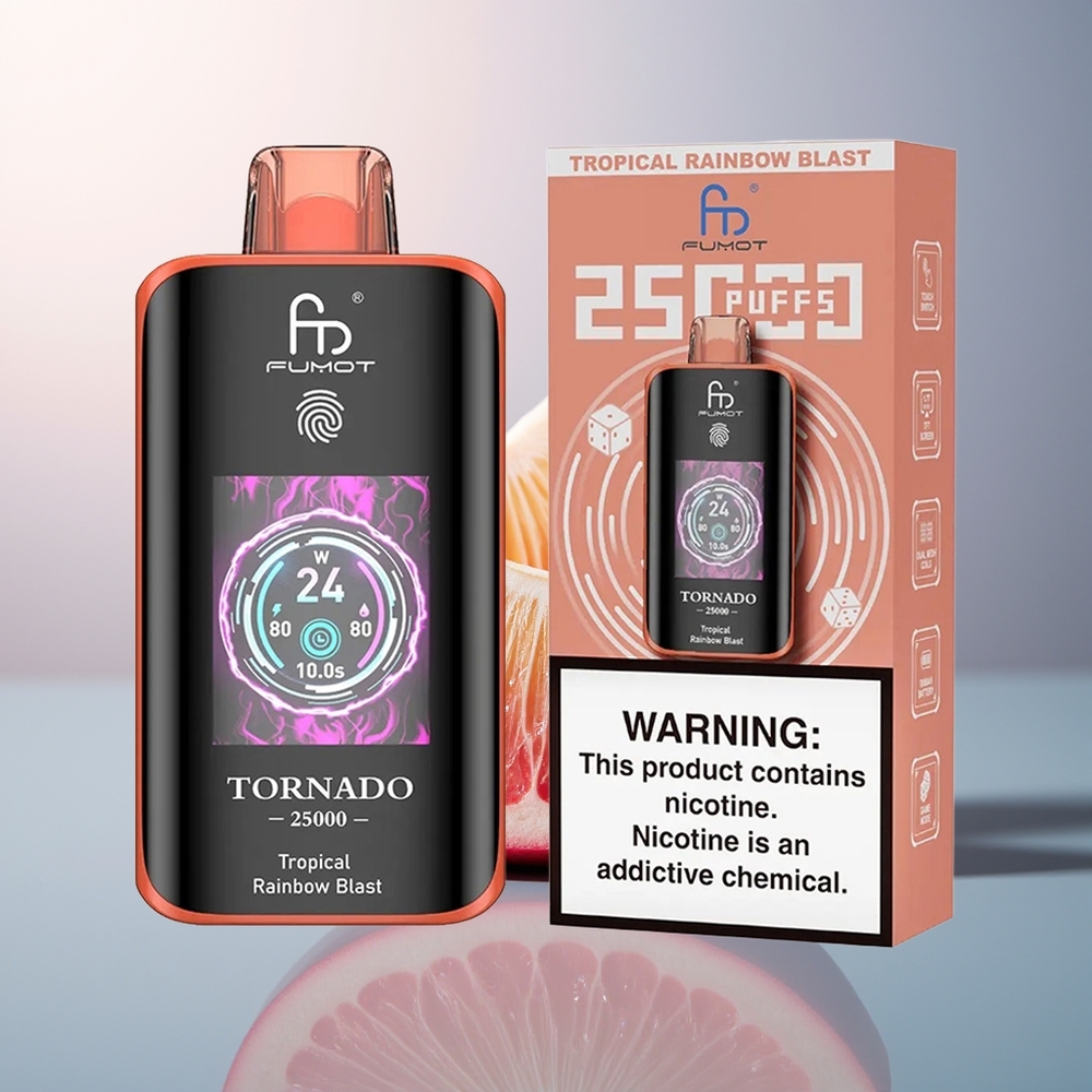 Fumot Tornado 25000 Tropische Regenboog Explosie met Oplaadbare Batterij en HD-scherm