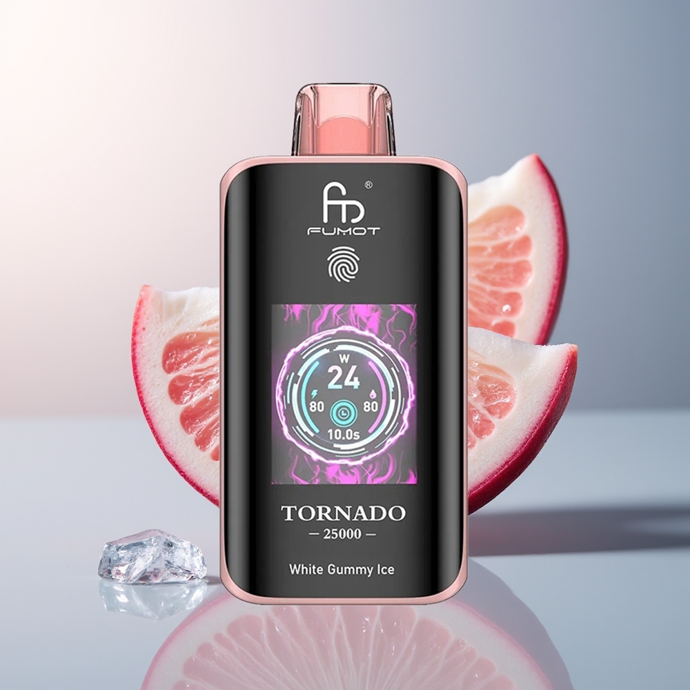 Fumot Tornado 25000 Witte Gummy IJs HD Scherm 700mAh Oplaadbare Batterij