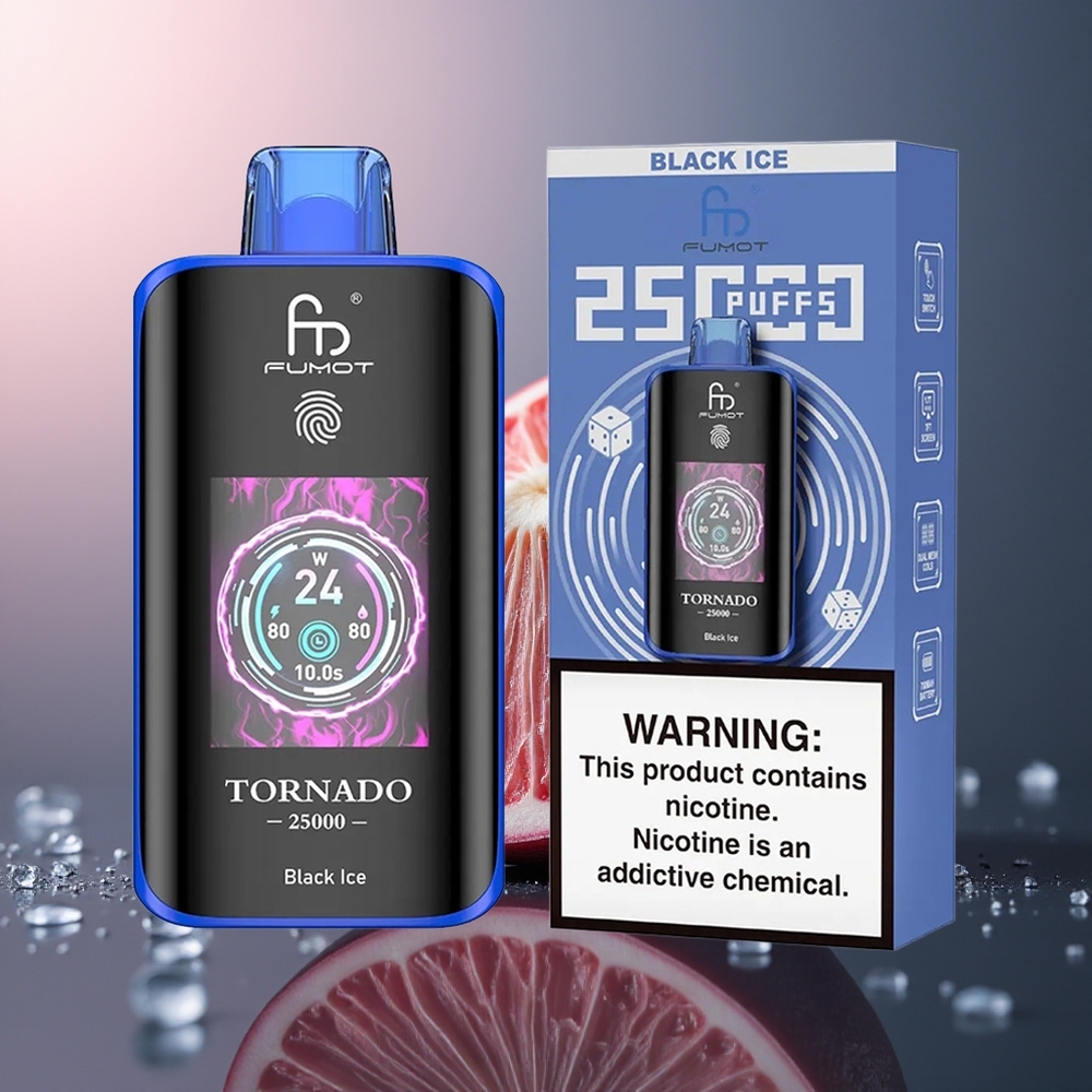Fumot Tornado 25000 Zwart IJs HD Scherm 700mAh