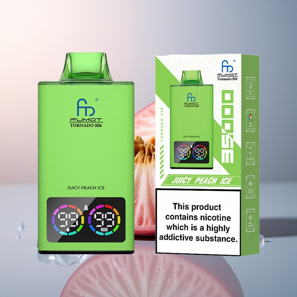 Fumot Tornado 35000 Sappige Perzik IJs met Dual Mesh Coil en RGB Verlichting