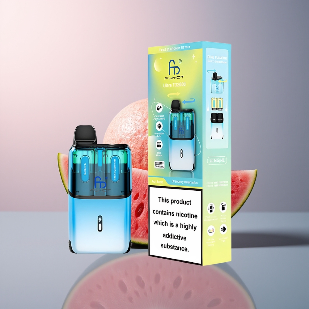 Fumot Ultra T32000 Fruit Bom - Aardbei Watermeloen  Dubbel Vloeistof Mesh