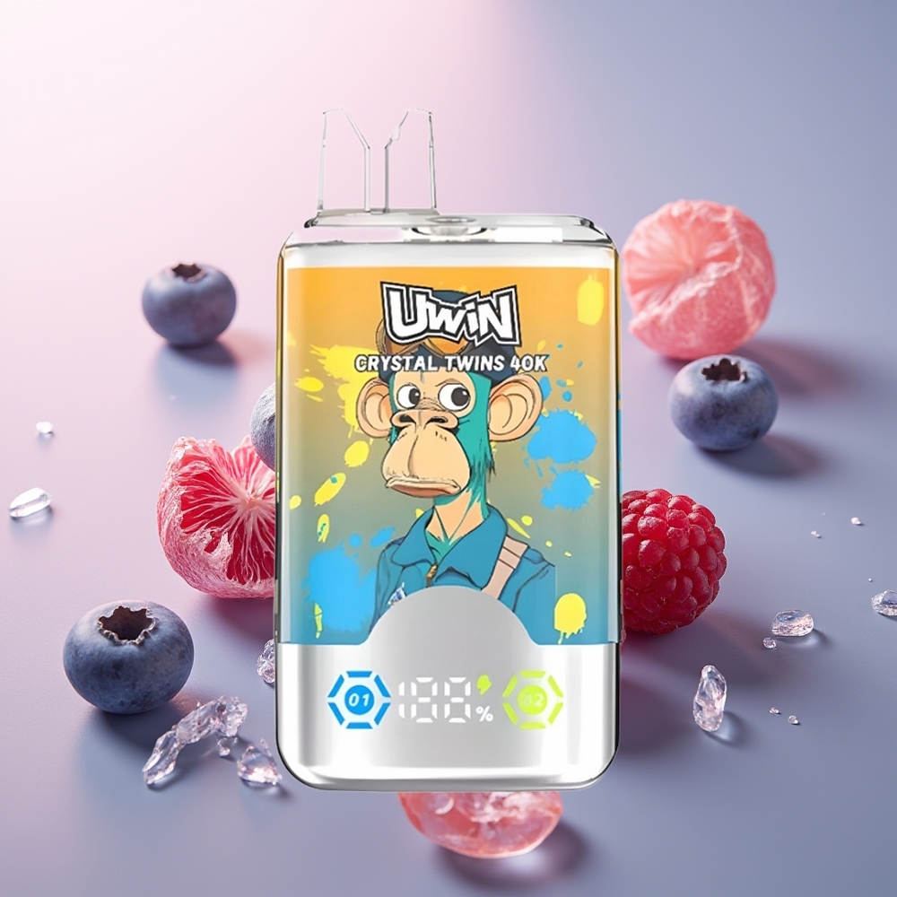 Uwin Crystal Twins 40000 Blauwe Bes Framboos Kers IJs Duale Smaken Oplaadbaar