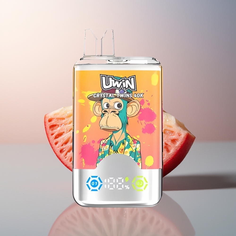 Uwin Crystal Twins 40000 Perzik Mango Ananas Rode Stier met Dual Smaak en Oplaadbare Type-C