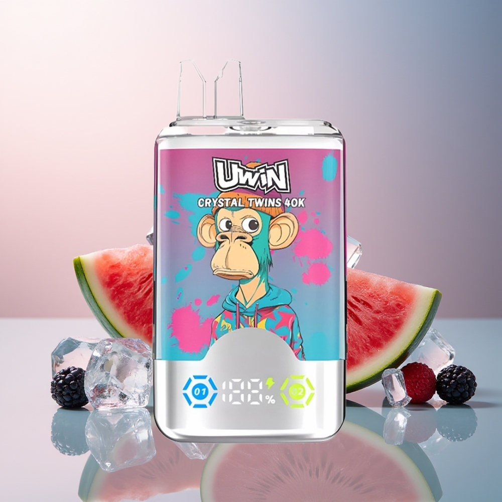 Uwin Crystal Twins 40000 Watermeloen IJs Gemengde Bessen Dubbel Smaak Oplaadbaar