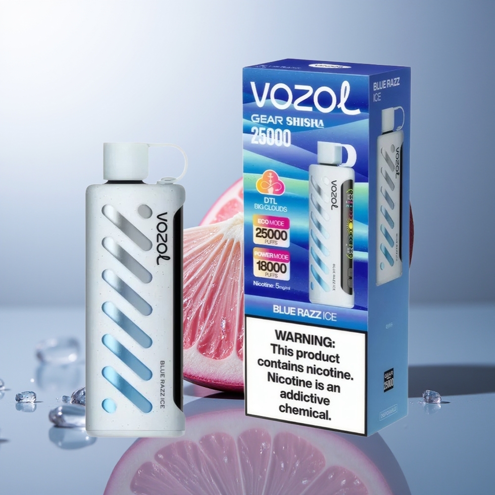 VOZOL Gear Shisha 25000 Blauwe Framboos IJs met Dual Mesh en 5mg/ml