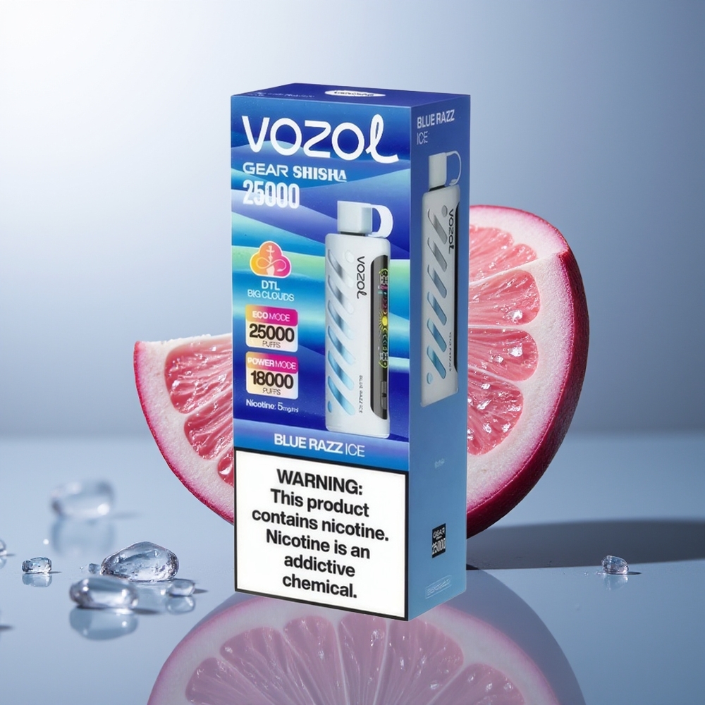 VOZOL Gear Shisha 25000 Blauwe Framboos IJs met Dual Mesh en 5mg/ml