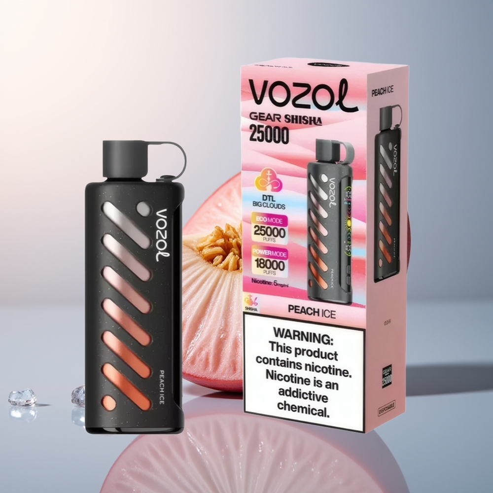 VOZOL Gear Shisha 25000 Perzik IJs Dual Mesh 5mg
