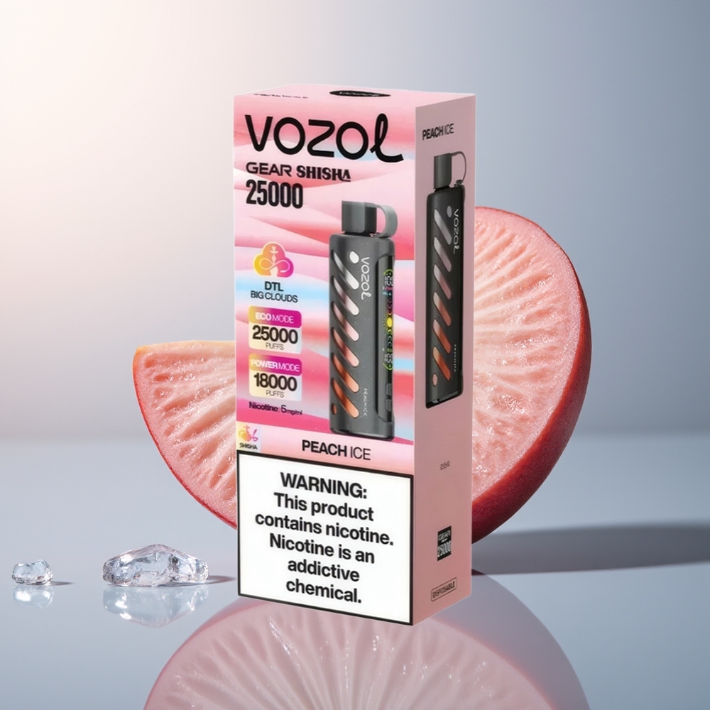VOZOL Gear Shisha 25000 Perzik IJs Dual Mesh 5mg