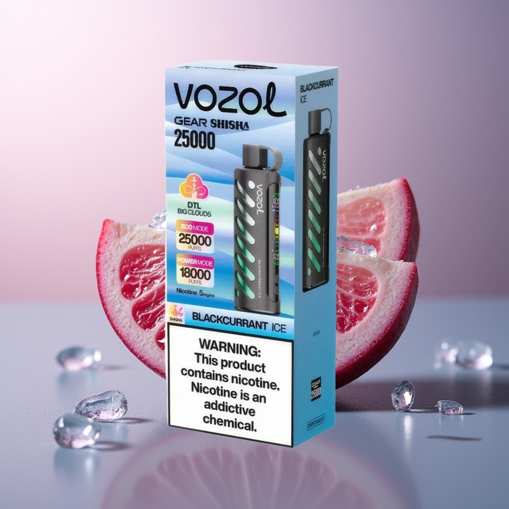 VOZOL Gear Shisha 25000 Zwarte Bes IJs Dual Mesh 5mg