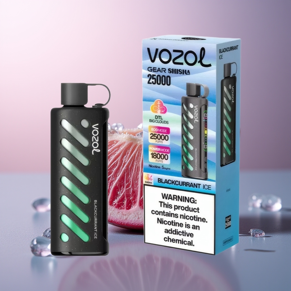 VOZOL Gear Shisha 25000 Zwarte Bes IJs Dual Mesh 5mg