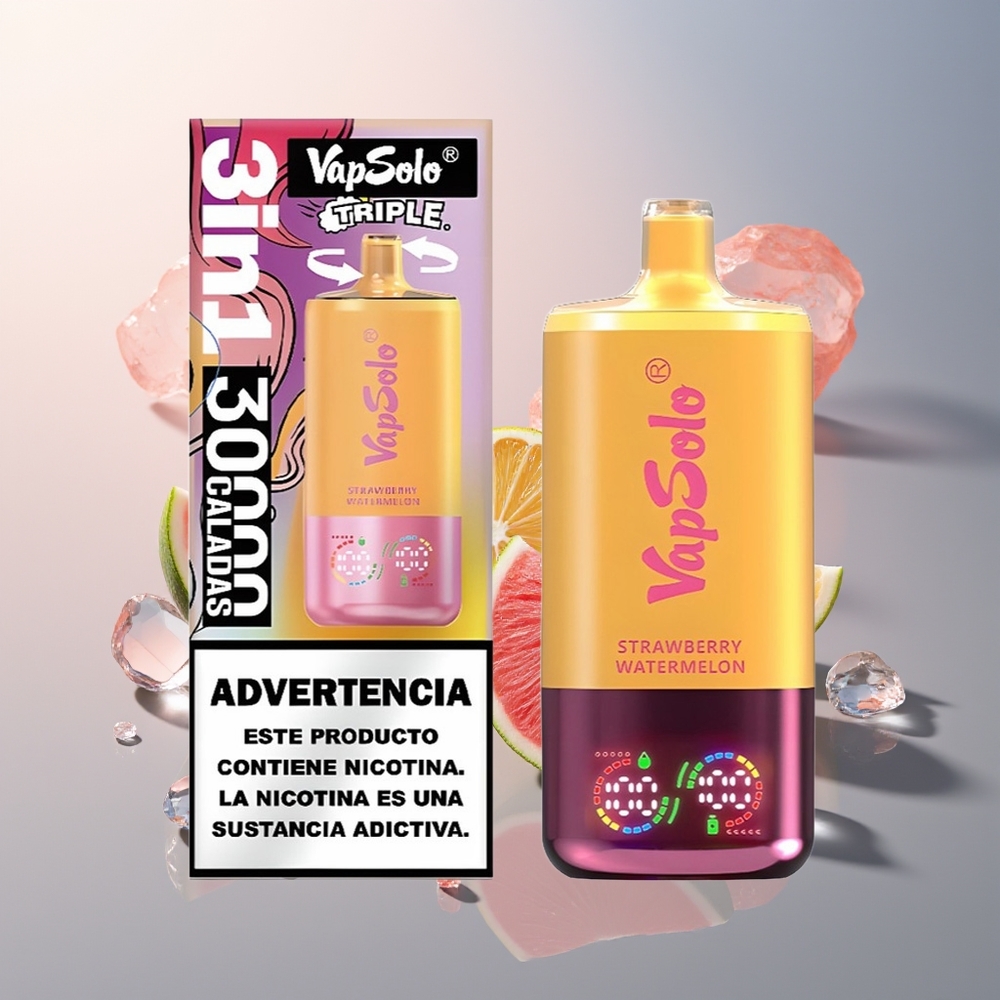 Vapsolo Triple 30000 Aardbei Watermeloen  Citroen Perzik Type-C 40ml