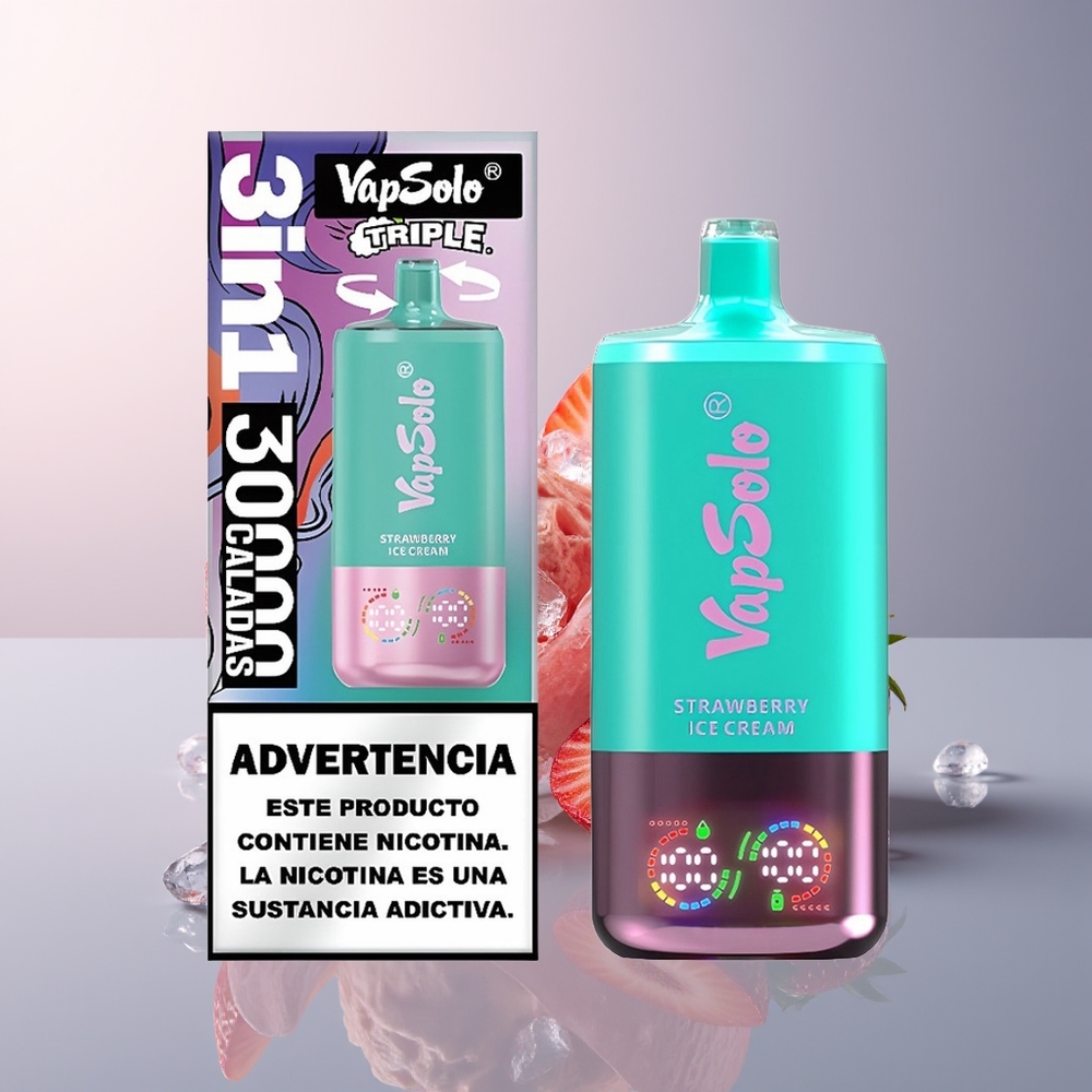 Vapsolo Triple 30000 Aardbeienijs Type-C 40ml