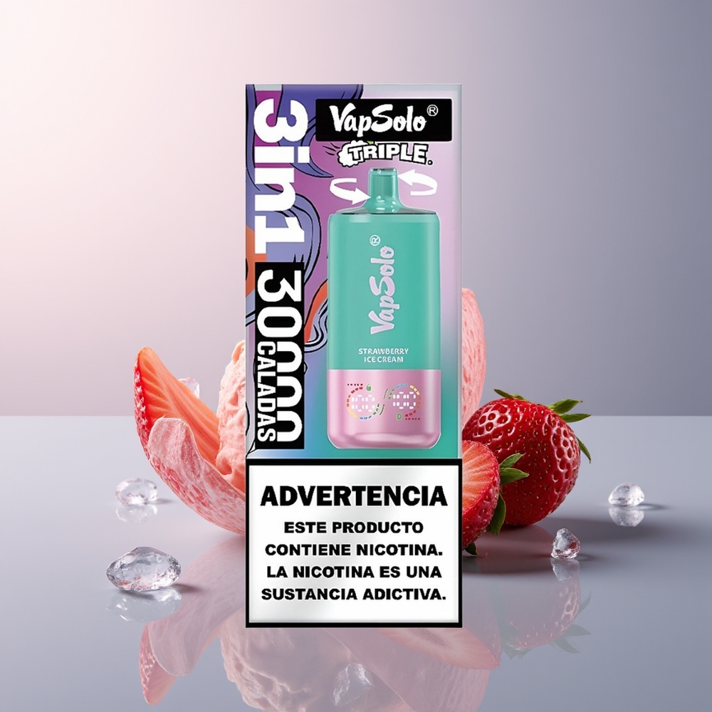 Vapsolo Triple 30000 Aardbeienijs Type-C 40ml