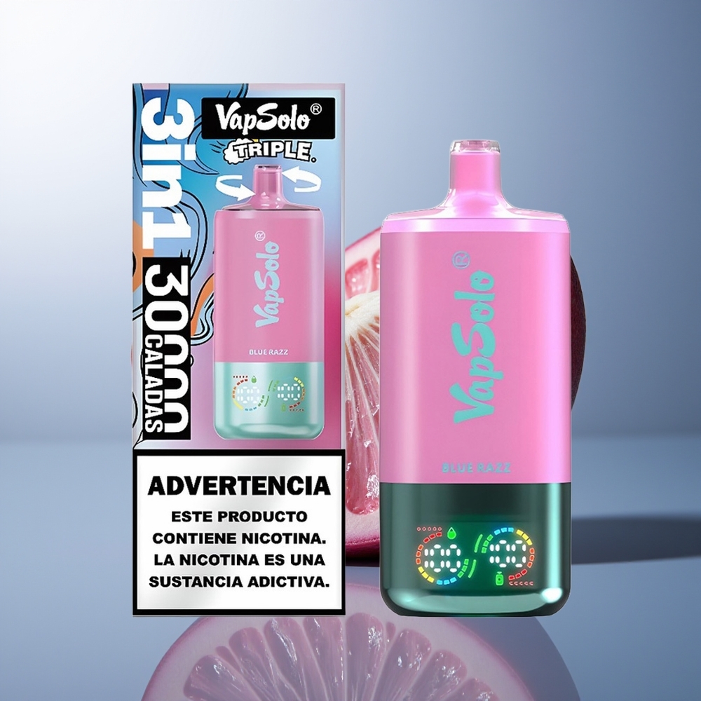 Vapsolo Triple 30000 Blauwe Razz Type-C 40ml