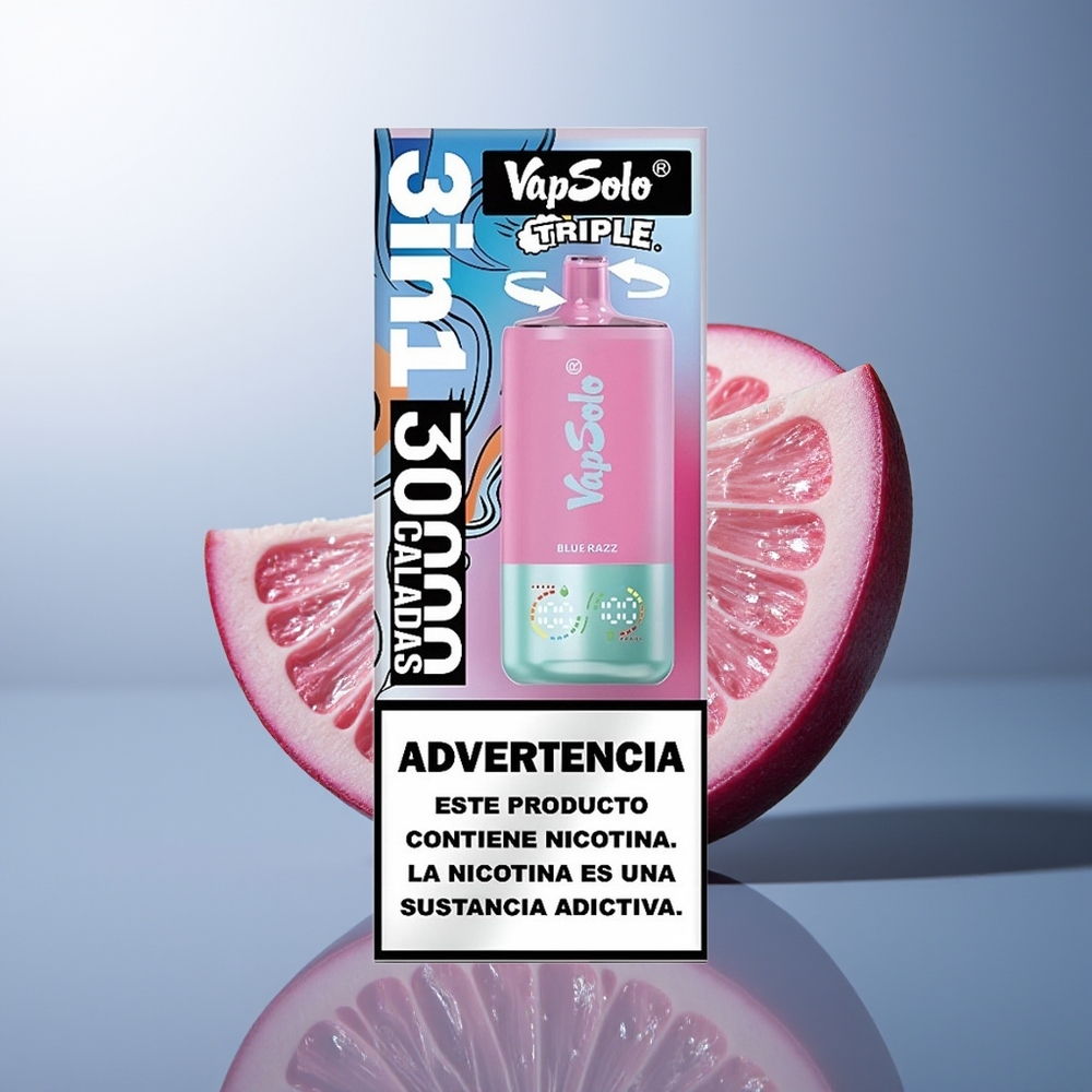 Vapsolo Triple 30000 Blauwe Razz Type-C 40ml