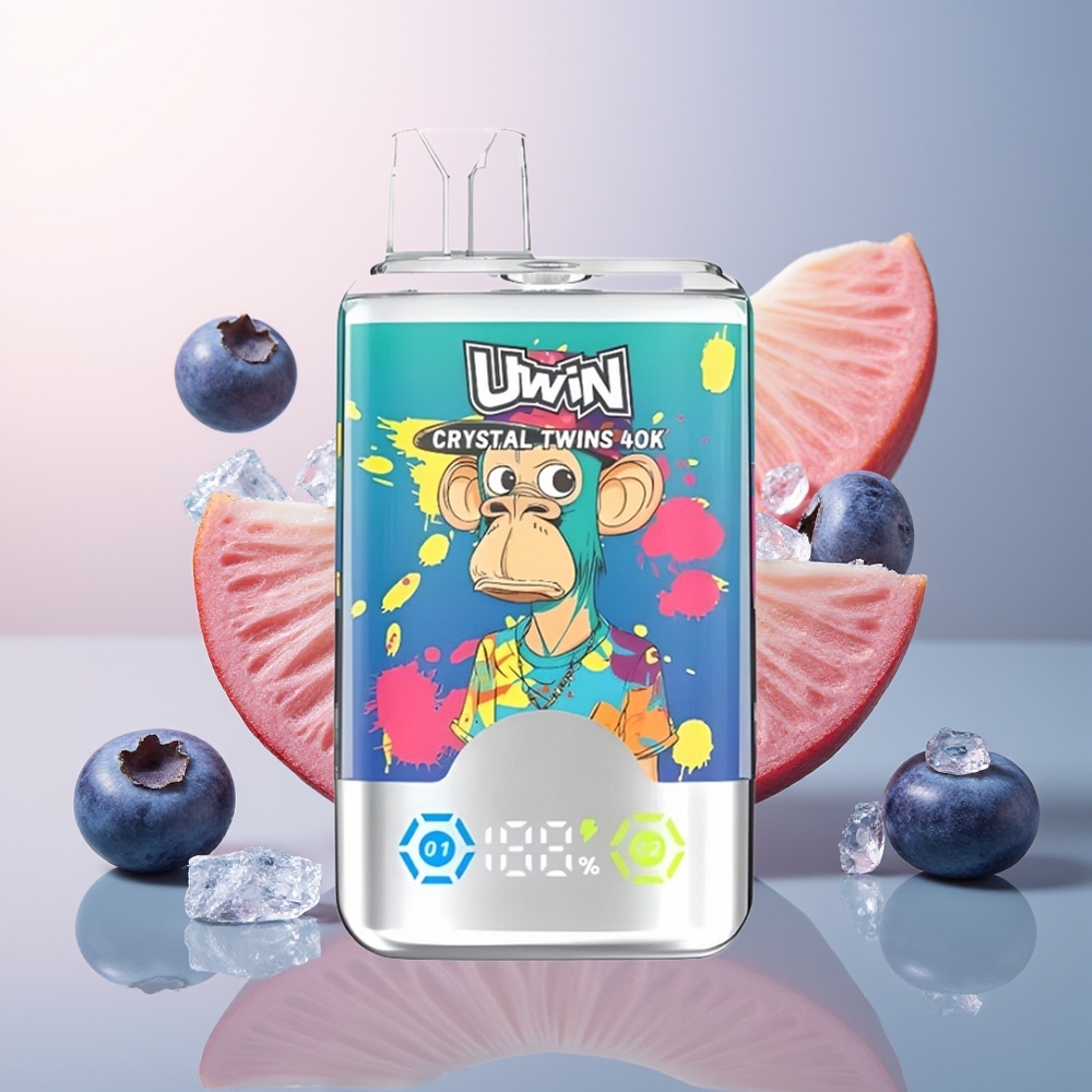 Uwin Crystal Twins 40000 Blauwebes Op Ijs Zomerse Perzik Ijs Duale Smaak Oplaadbaar